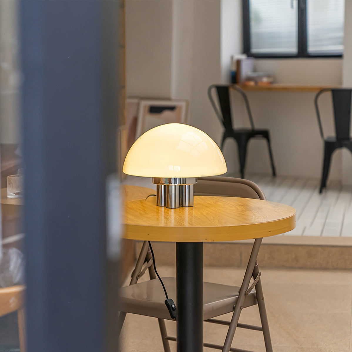 Modern Table Lamp  White Glass Dome Chrome Base - Product detail 5
