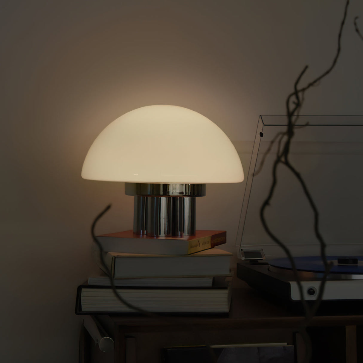 Modern Table Lamp  White Glass Dome Chrome Base - Product detail 17