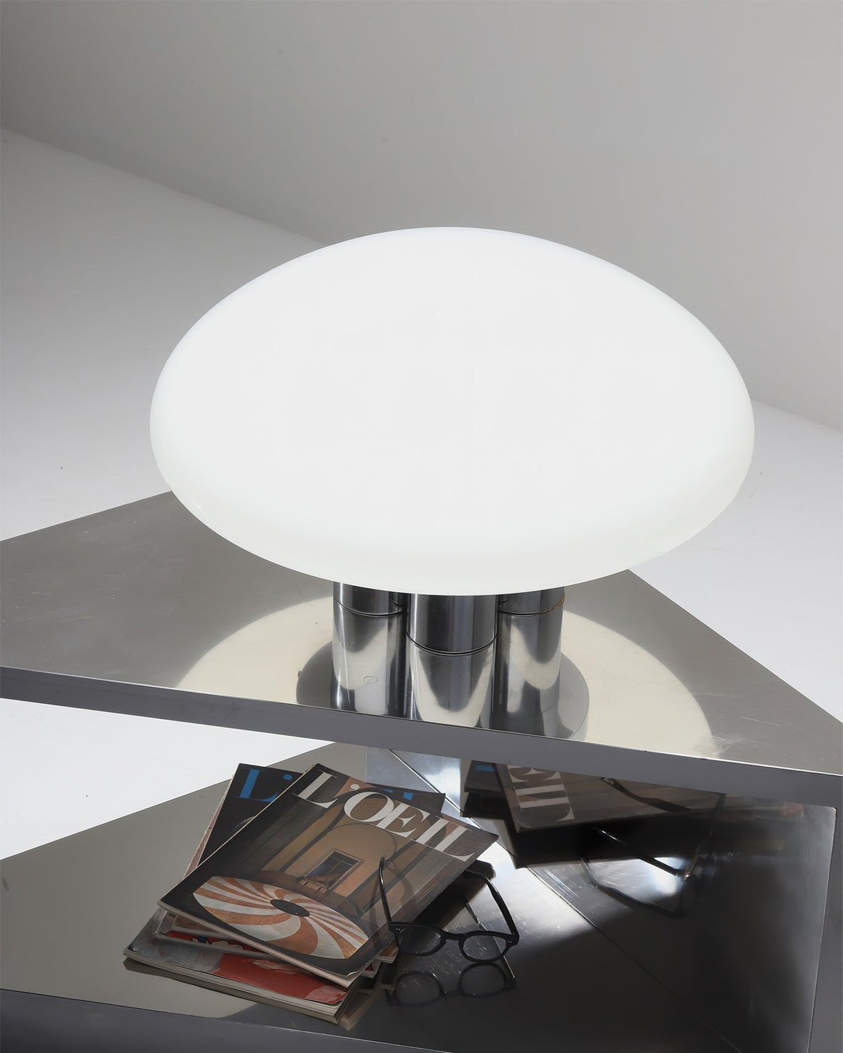 Modern Table Lamp  White Glass Dome Chrome Base - Product detail 19
