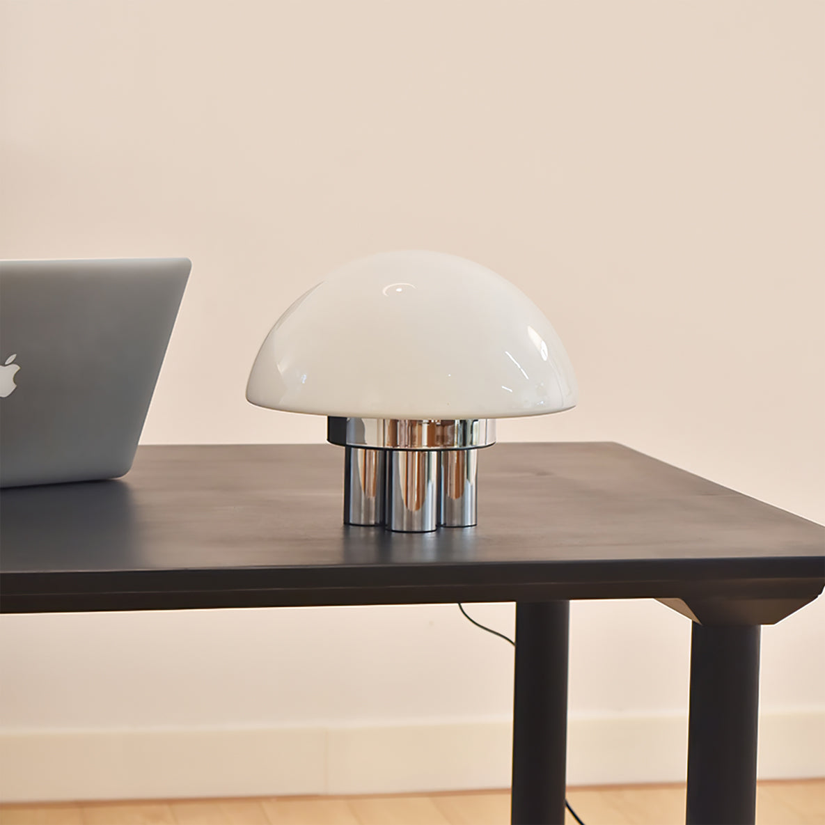 Modern Table Lamp  White Glass Dome Chrome Base - Product detail 4