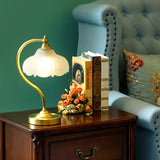 Vintage Table Lamp  Magnolia Glass Shade with Brass Stand - Product detail 7