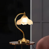 Vintage Table Lamp  Magnolia Glass Shade with Brass Stand - Product detail 13