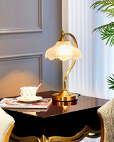 Vintage Table Lamp  Magnolia Glass Shade with Brass Stand - Product detail 16