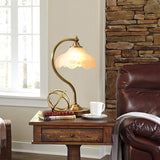 Vintage Table Lamp  Magnolia Glass Shade with Brass Stand - Product detail 9