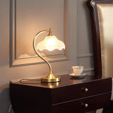 Vintage Table Lamp  Magnolia Glass Shade with Brass Stand - Product detail 14