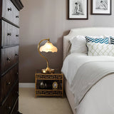Vintage Table Lamp  Magnolia Glass Shade with Brass Stand - Product detail 12