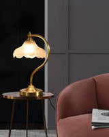 Vintage Table Lamp  Magnolia Glass Shade with Brass Stand - Product detail 17