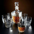Crystal Whiskey Decanter Set  Diamond Cut Glass 7-Piece - Product showcase