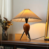 Modern Table Lamp  Pleated Shade Walnut Tripod Base - Product detail 8