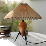 Modern Table Lamp  Pleated Shade Walnut Tripod Base - Product detail 12