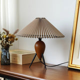 Modern Table Lamp  Pleated Shade Walnut Tripod Base - Product detail 11