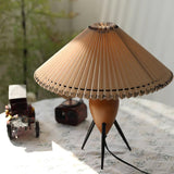 Modern Table Lamp  Pleated Shade Walnut Tripod Base - Product detail 10