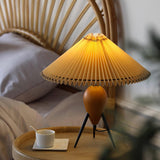 Modern Table Lamp  Pleated Shade Walnut Tripod Base - Product detail 17