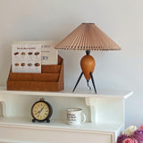 Modern Table Lamp  Pleated Shade Walnut Tripod Base - Product detail 13
