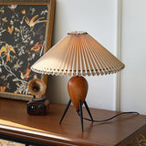 Modern Table Lamp  Pleated Shade Walnut Tripod Base - Product detail 6