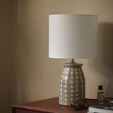 Ceramic Table Lamp  Dotted Pattern Base with White Shade - Detailed view