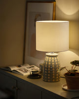 Ceramic Table Lamp  Dotted Pattern Base with White Shade - Product detail 8