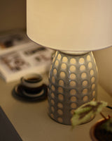 Ceramic Table Lamp  Dotted Pattern Base with White Shade - Product detail 10