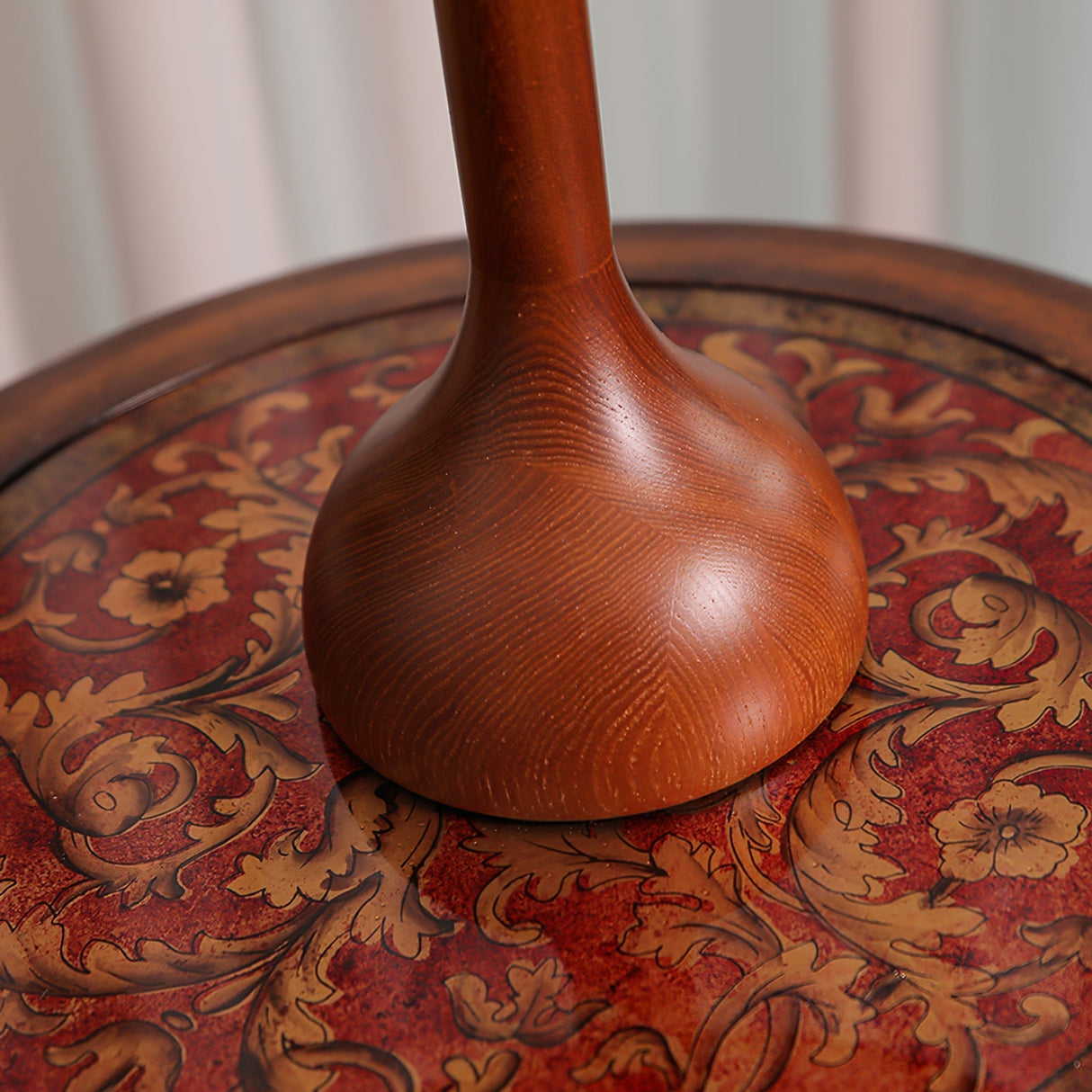 Scandinavian Table Lamp  Walnut Wood Base with Floral Shade - Product detail 9