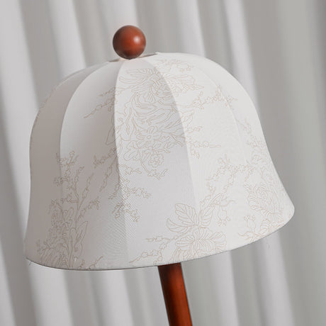 Scandinavian Table Lamp  Walnut Wood Base with Floral Shade - Product detail 10