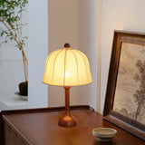 Scandinavian Table Lamp  Walnut Wood Base with Floral Shade - Product example