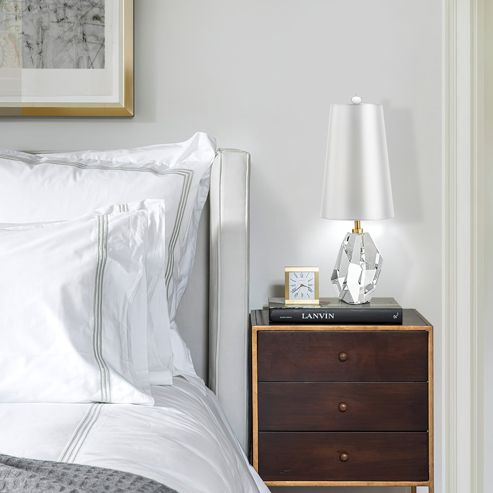 Crystal Table Lamp  Geometric Glass Base with White Shade - Product detail 9