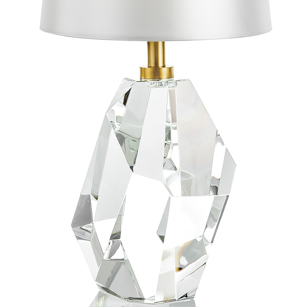 Crystal Table Lamp  Geometric Glass Base with White Shade - Product detail 5
