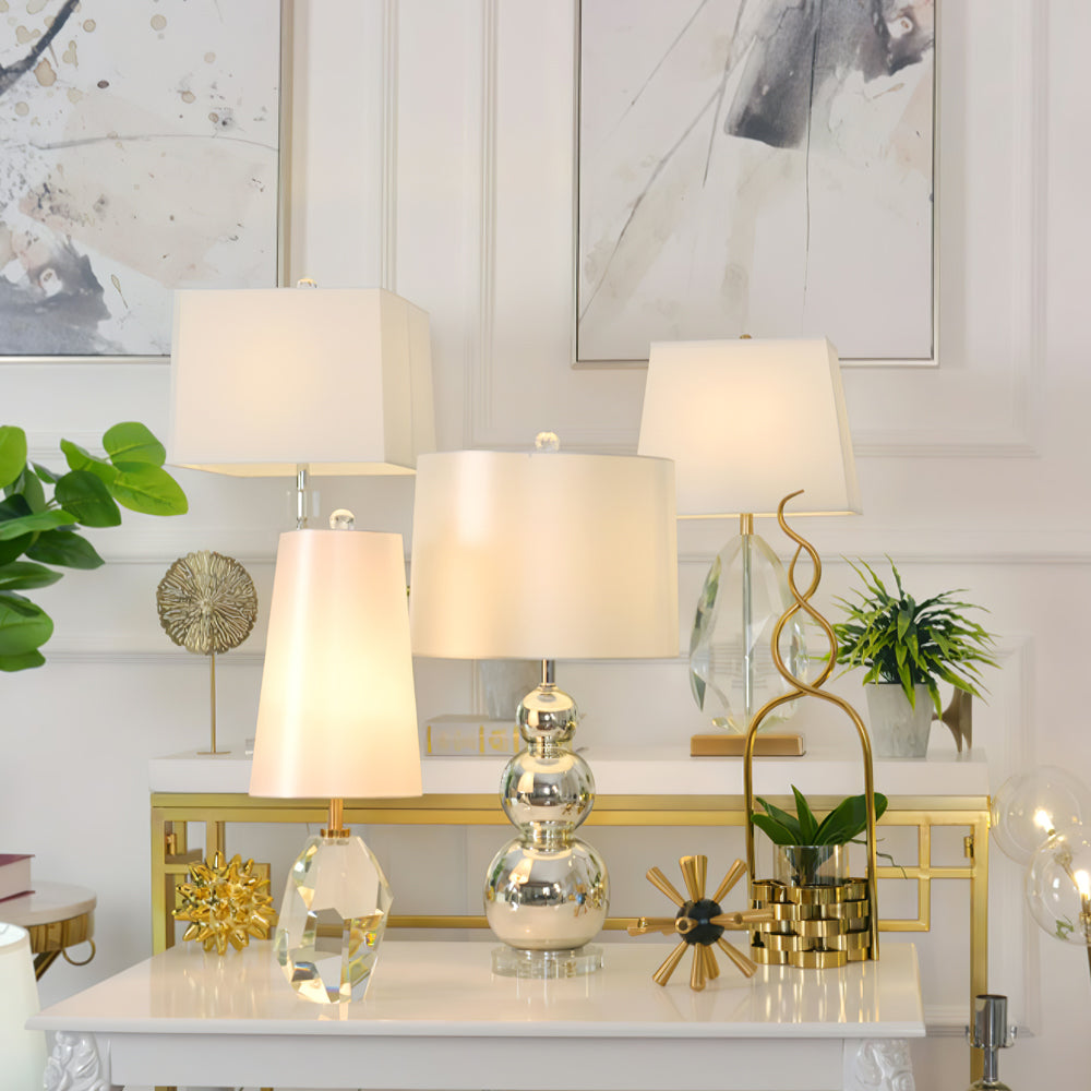 Crystal Table Lamp  Geometric Glass Base with White Shade - Product detail 6