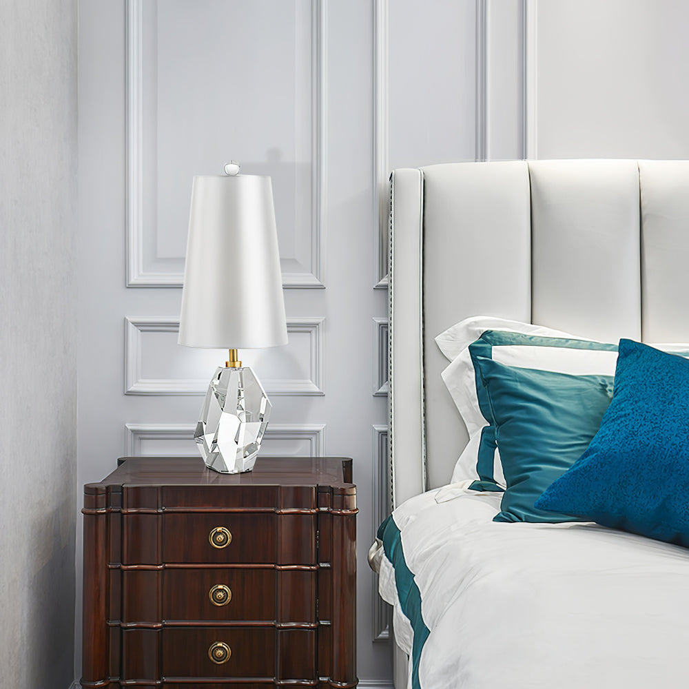 Crystal Table Lamp  Geometric Glass Base with White Shade - Product detail 7