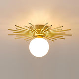 Modern Sunburst Ceiling Light  Brass Rays Glass Globe Design - Product detail 27