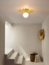 Modern Sunburst Ceiling Light  Brass Rays Glass Globe Design - Product detail 10