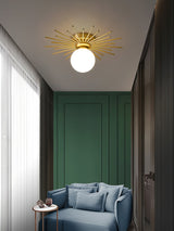 Modern Sunburst Ceiling Light  Brass Rays Glass Globe Design - Product detail 18