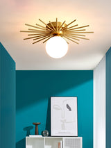 Modern Sunburst Ceiling Light  Brass Rays Glass Globe Design - Product detail 21