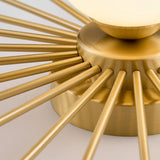Modern Sunburst Ceiling Light  Brass Rays Glass Globe Design - Detailed view