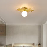 Modern Sunburst Ceiling Light  Brass Rays Glass Globe Design - Product detail 6