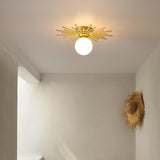 Modern Sunburst Ceiling Light  Brass Rays Glass Globe Design - Product detail 8