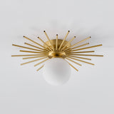 Modern Sunburst Ceiling Light  Brass Rays Glass Globe Design - Product detail 15