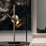 Modern LED Table Lamp  Black Marble Base with Brass Accents - Product detail 11