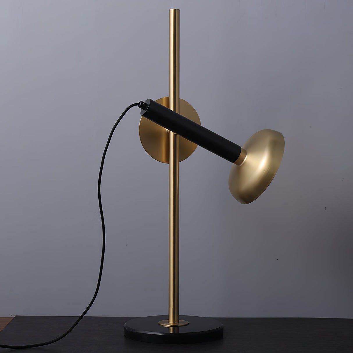 Modern LED Table Lamp  Black Marble Base with Brass Accents - Product detail 13