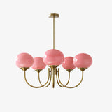 Modern Glass Chandelier  Pink Globe Brass Finish - Product detail 55