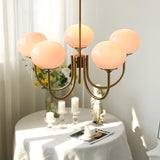 Modern Glass Chandelier  Pink Globe Brass Finish - Product detail 4