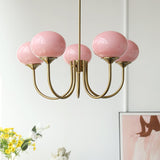 Modern Glass Chandelier  Pink Globe Brass Finish - Product detail 10