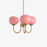 Modern Glass Chandelier  Pink Globe Brass Finish - Product detail 7