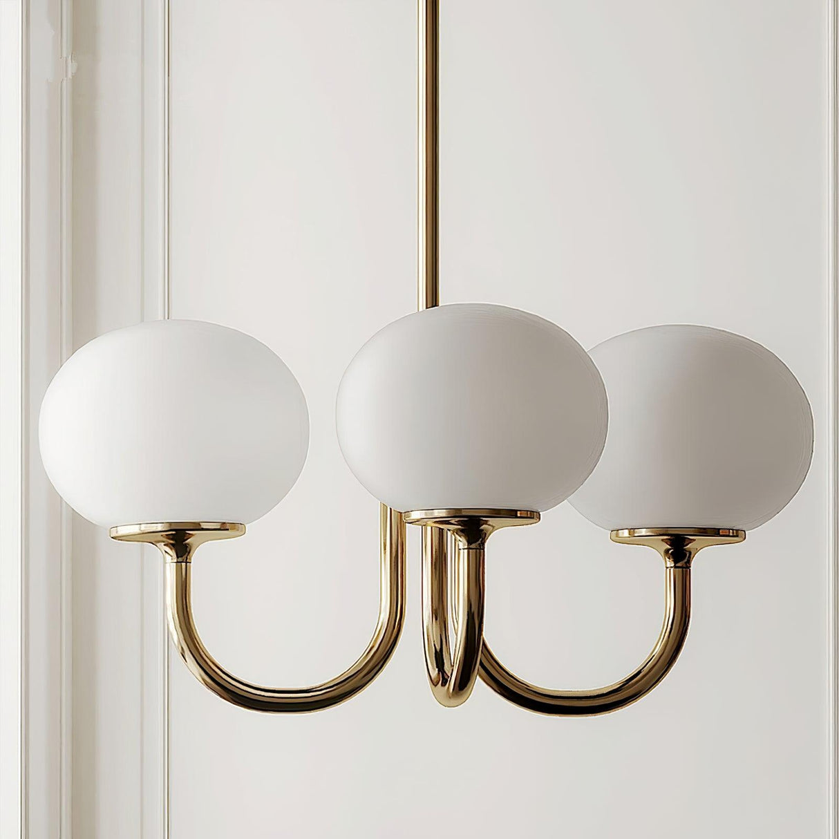 Modern Globe Chandelier  Pink Glass with Brass Arms - Product detail 20