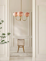 Modern Glass Chandelier  Pink Globe Brass Finish - Product detail 28