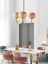Modern Glass Chandelier  Pink Globe Brass Finish - Product detail 33