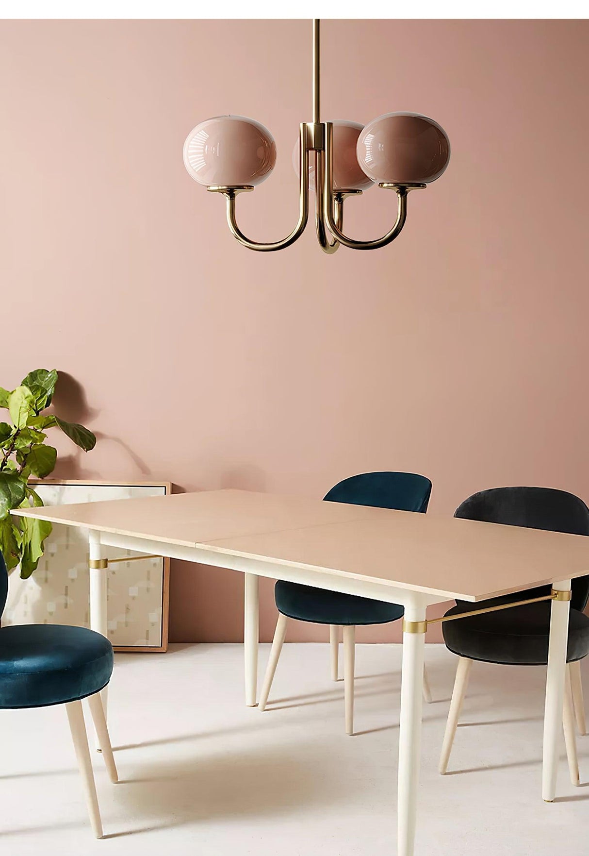 Modern Glass Chandelier  Pink Globe Brass Finish - Product detail 36