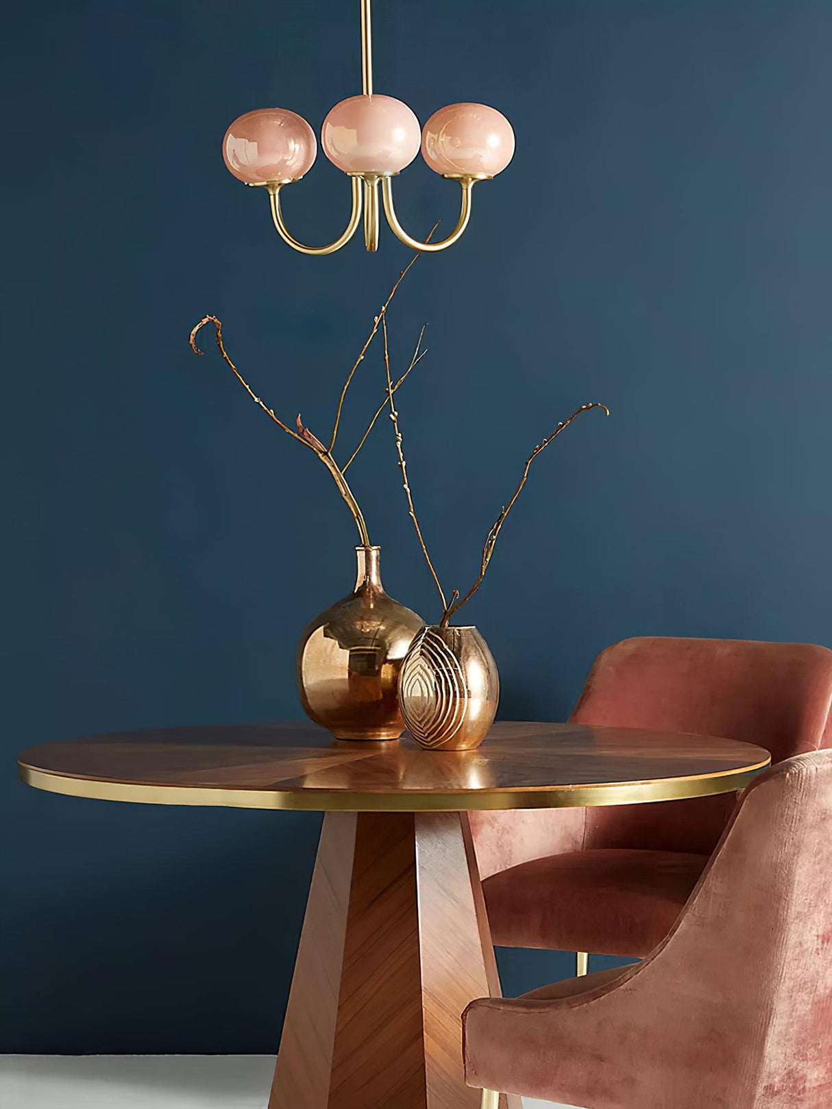 Modern Glass Chandelier  Pink Globe Brass Finish - Product detail 37