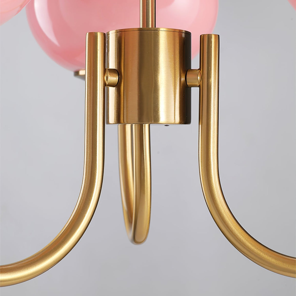 Modern Globe Chandelier  Pink Glass with Brass Arms - Product detail 48