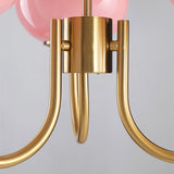 Modern Globe Chandelier  Pink Glass with Brass Arms - Product detail 48